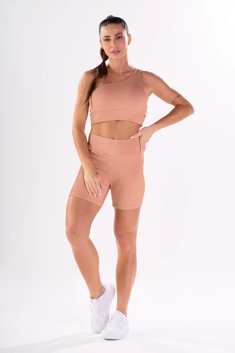 Top textura canelado ombro só