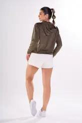 Blusão peluciado com touca e bolsos